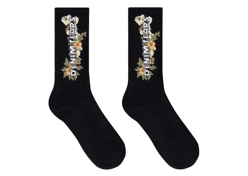 Pre-owned Denim Tears Men's Floral Wreath Socks In Black