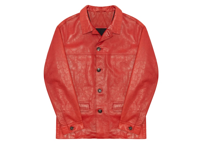 Denim Tears Guts Leather Car Jacket Red Men's - SS24 - US Denim Tears Guts Leather Car Jacket Red Men's - SS24 - US