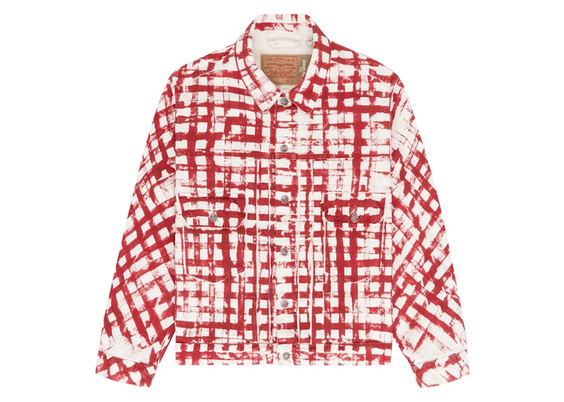 Pre-owned Denim Tears Men's Hand Painted Picnic Plaid Trucker Jacket In Multi