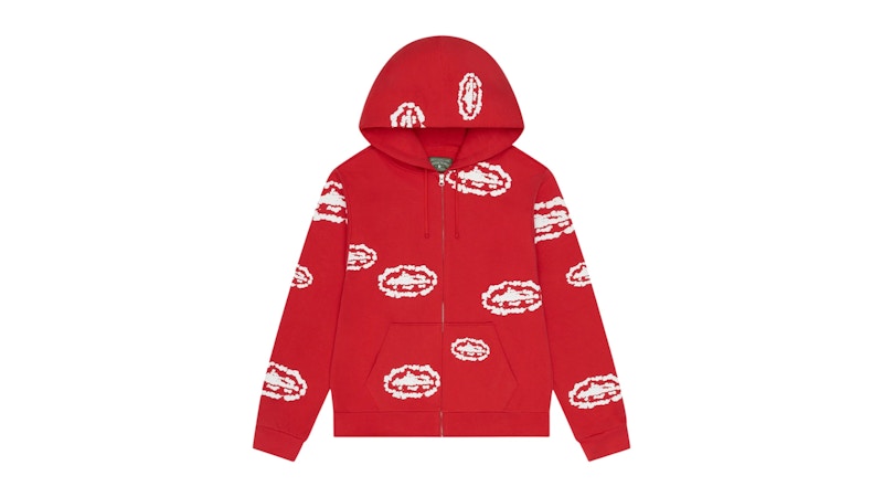 Denim Tears x Corteiz Island Wreath Zip Hoodie Red Men's - FW25 - US