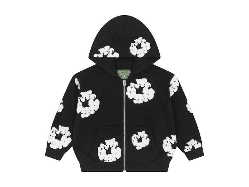 Pre-owned Denim Tears Kids Cotton Wreath Zip Hoodie In Black