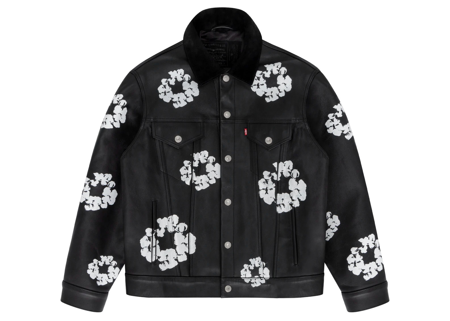 Denim Tears x Levi's Leather Cotton Wreath Type-3 Jacket Black ...