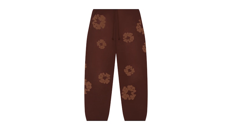 Pre-owned Denim Tears Men's Mono Cotton Wreath Sweatpants In Brown