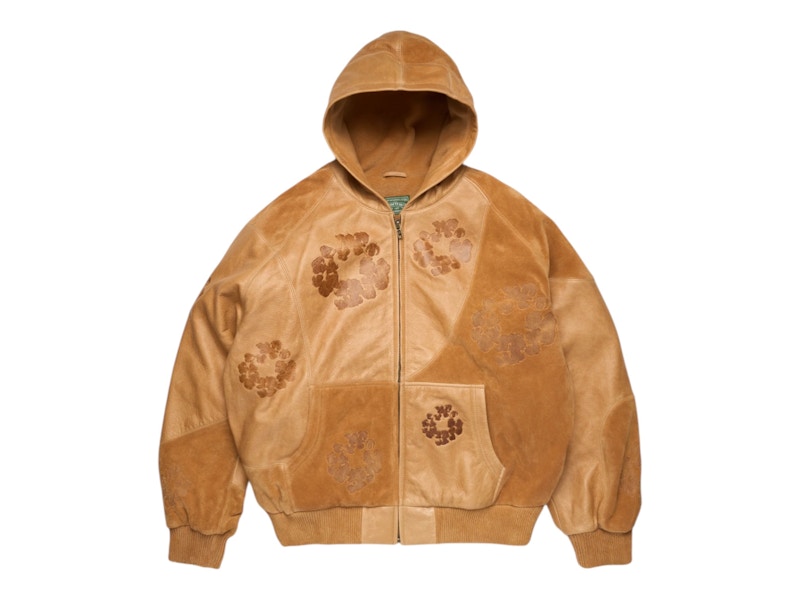 Denim Tears Patchwork Leather/Suede Cotton Wreath Hoodie Brown Denim Tears Patchwork Leather/Suede Cotton Wreath Hoodie Brown