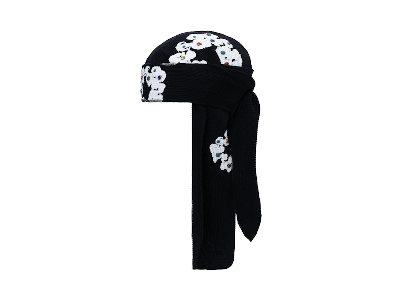 Denim Tears Rhinestone Cotton Wreath Durag Black Men's - FW25 - US