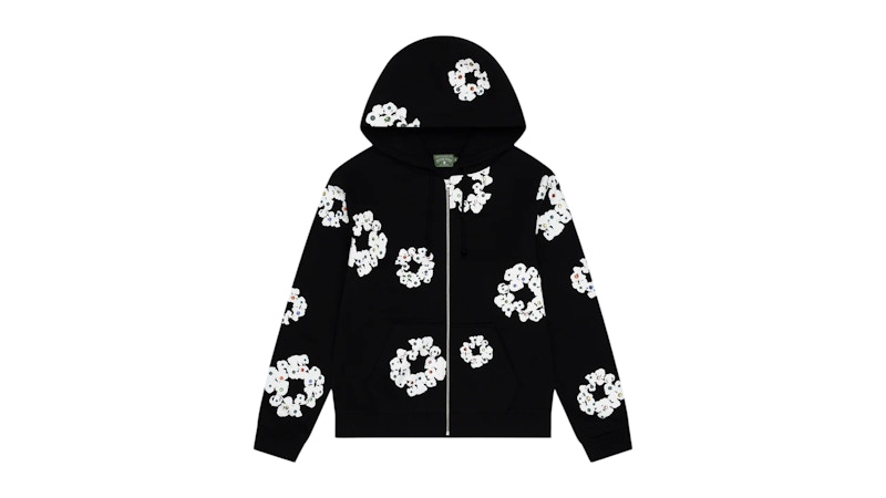 Denim Tears Rhinestone Cotton Wreath Zip Hoodie Black Men's - FW25