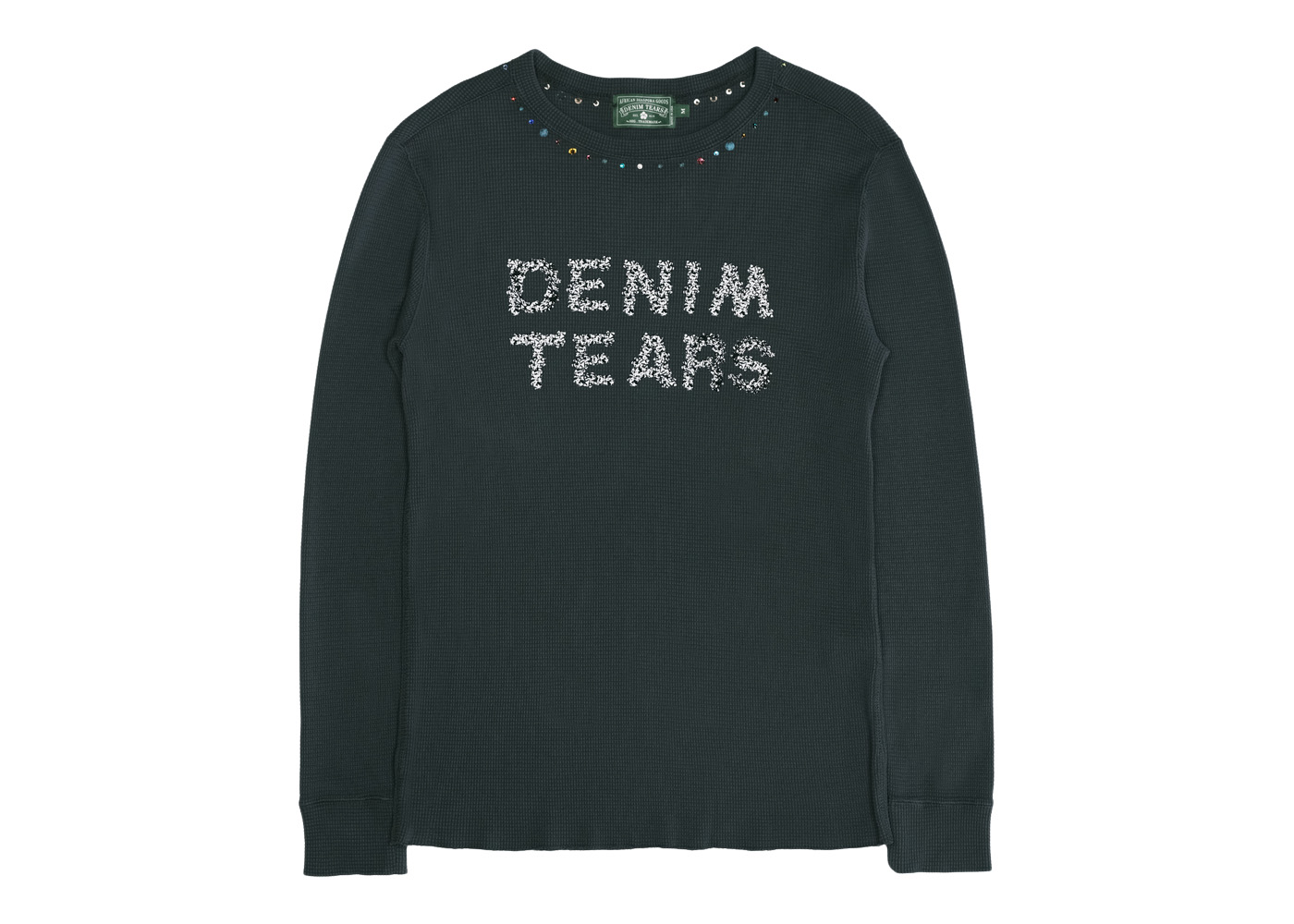 Denim Tears Rhinestone Wreath Thermal Sweatshirt Black メンズ - JP