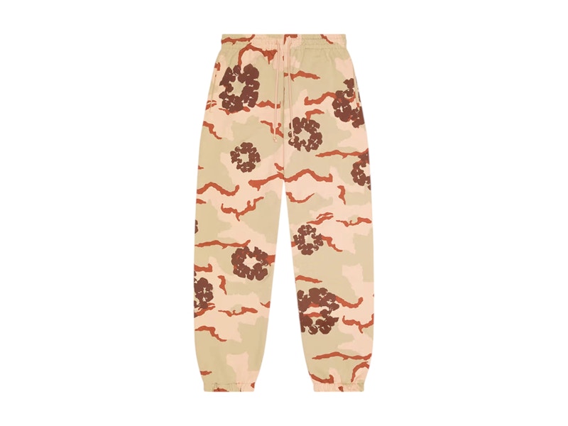 Pre-owned Denim Tears Men's The Cotton Wreath Sweatpant In Tan Camo In Brown