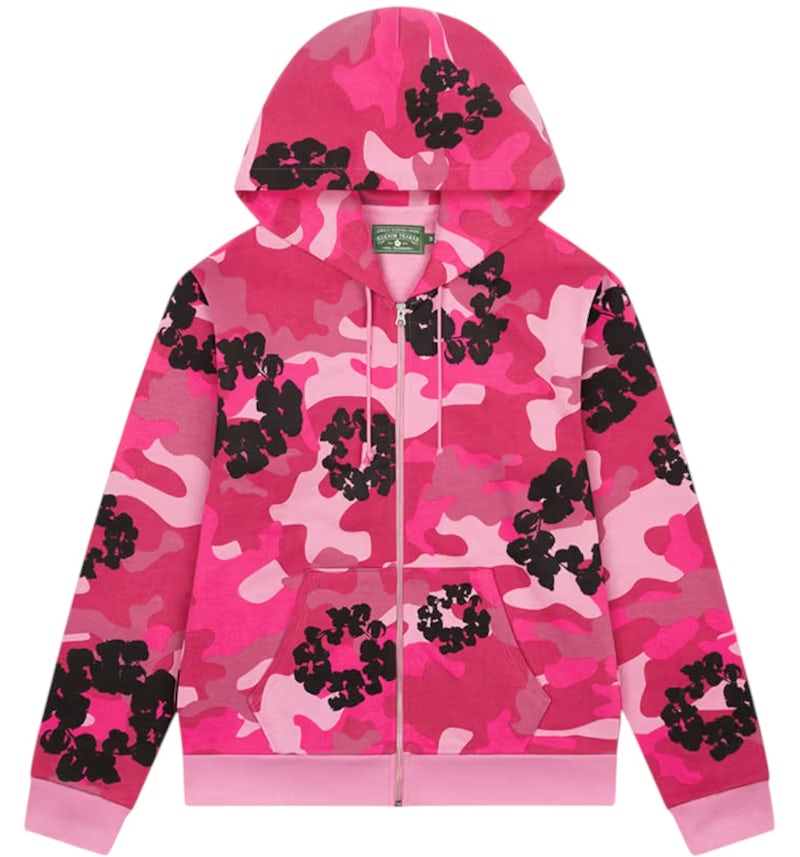 Denim Tears The Cotton Wreath Zip Sweatshirt Pink Camo Men's