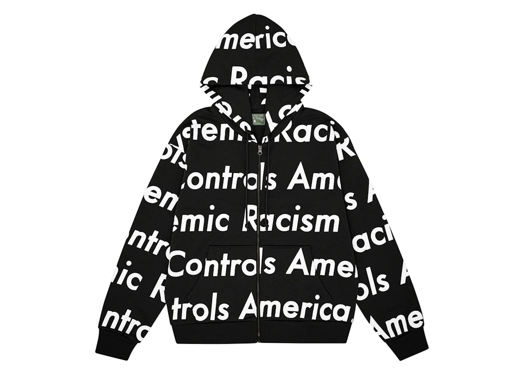 Pre-owned Denim Tears X Arthur Rafa Systemic Racism Controls America Zip Up Hoodie Black