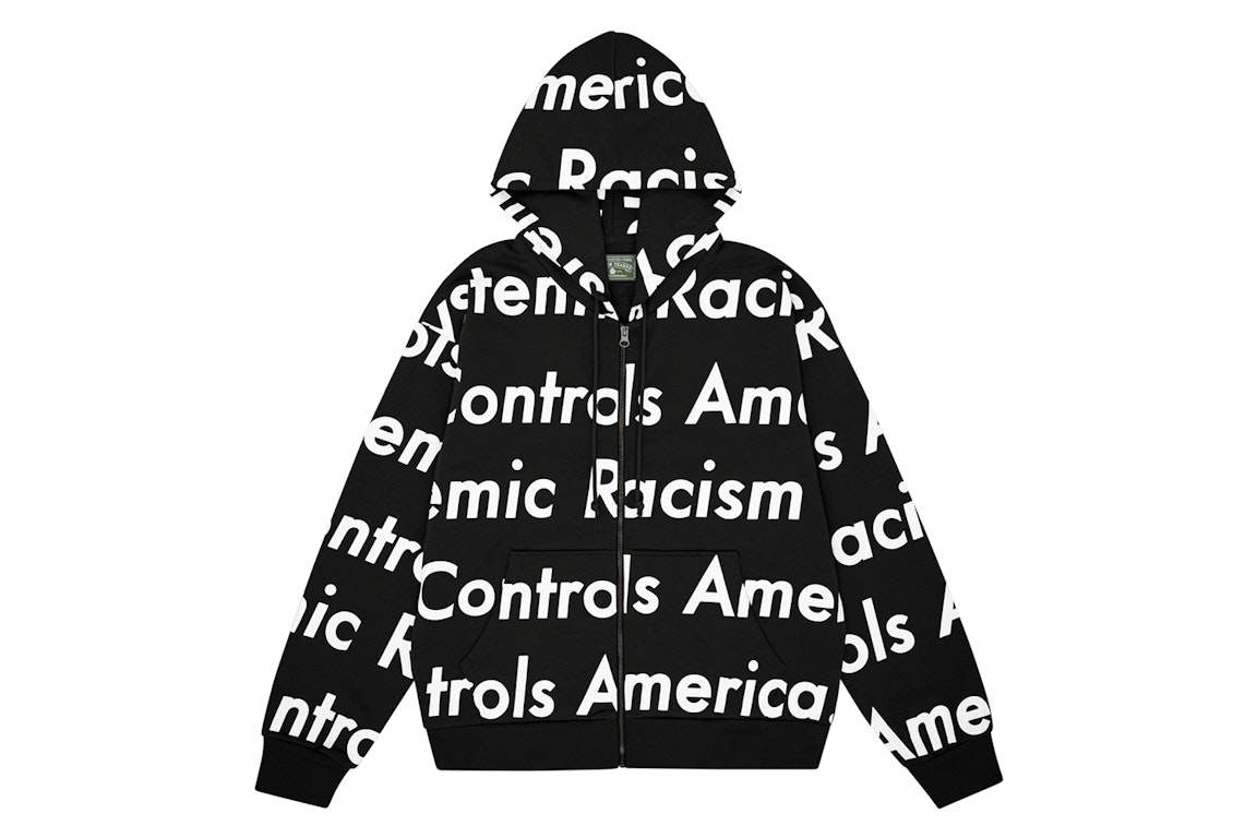 Pre-owned Denim Tears X Arthur Rafa Systemic Racism Controls America Zip Up Hoodie Black