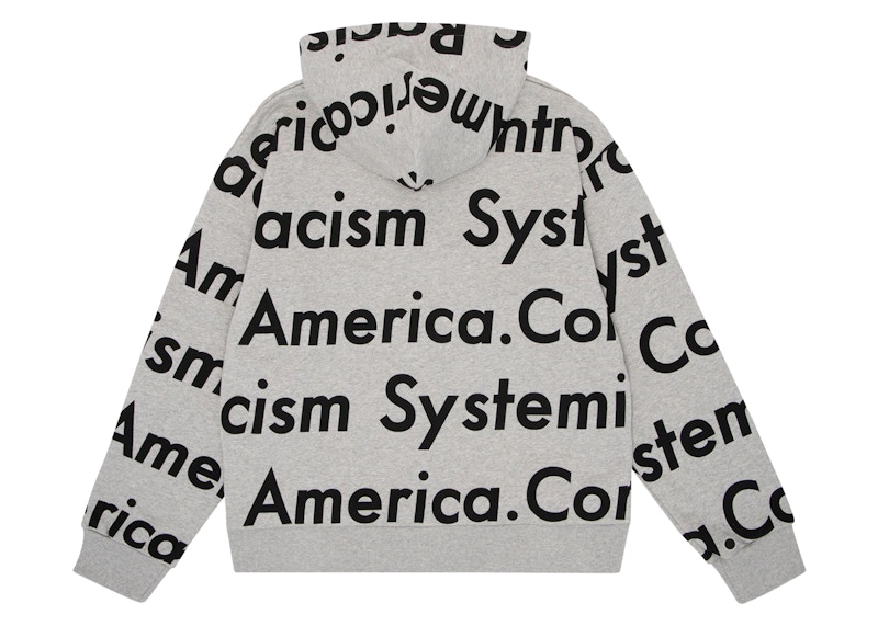 Denim Tears x Arthur Jafa Systemic Racism Controls America Zip Up Hoodie Heather Grey