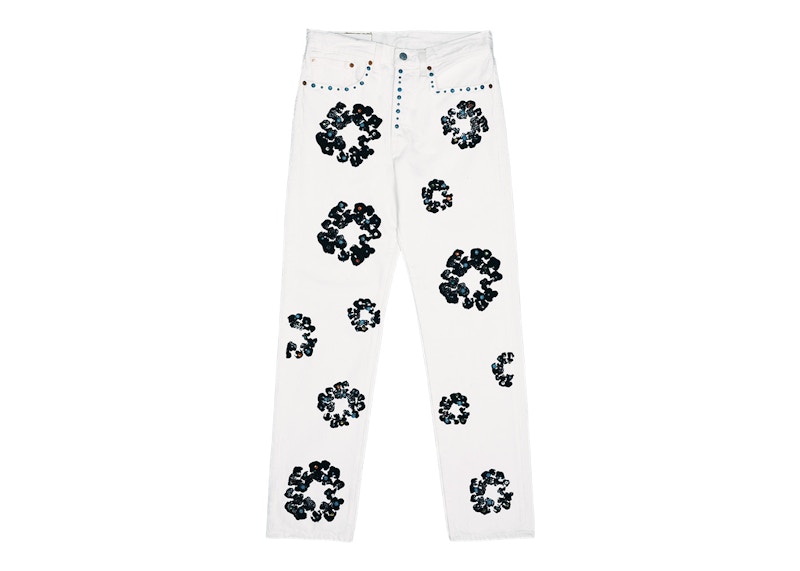 Denim Tears x Levi's 501 Cotton Rhinestone Wreath Jeans White