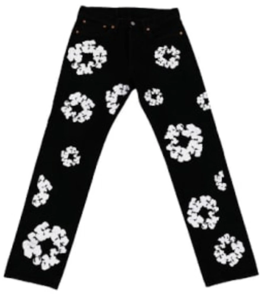 Louis Vuitton Monogram Flower Denim Pants BLACK. Size 29