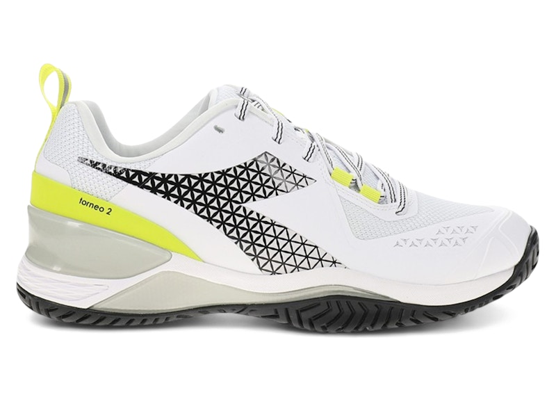Pre-owned Diadora Blushield Torneo 2 Ag (women's) Sneakers In White/black/evening Primrose