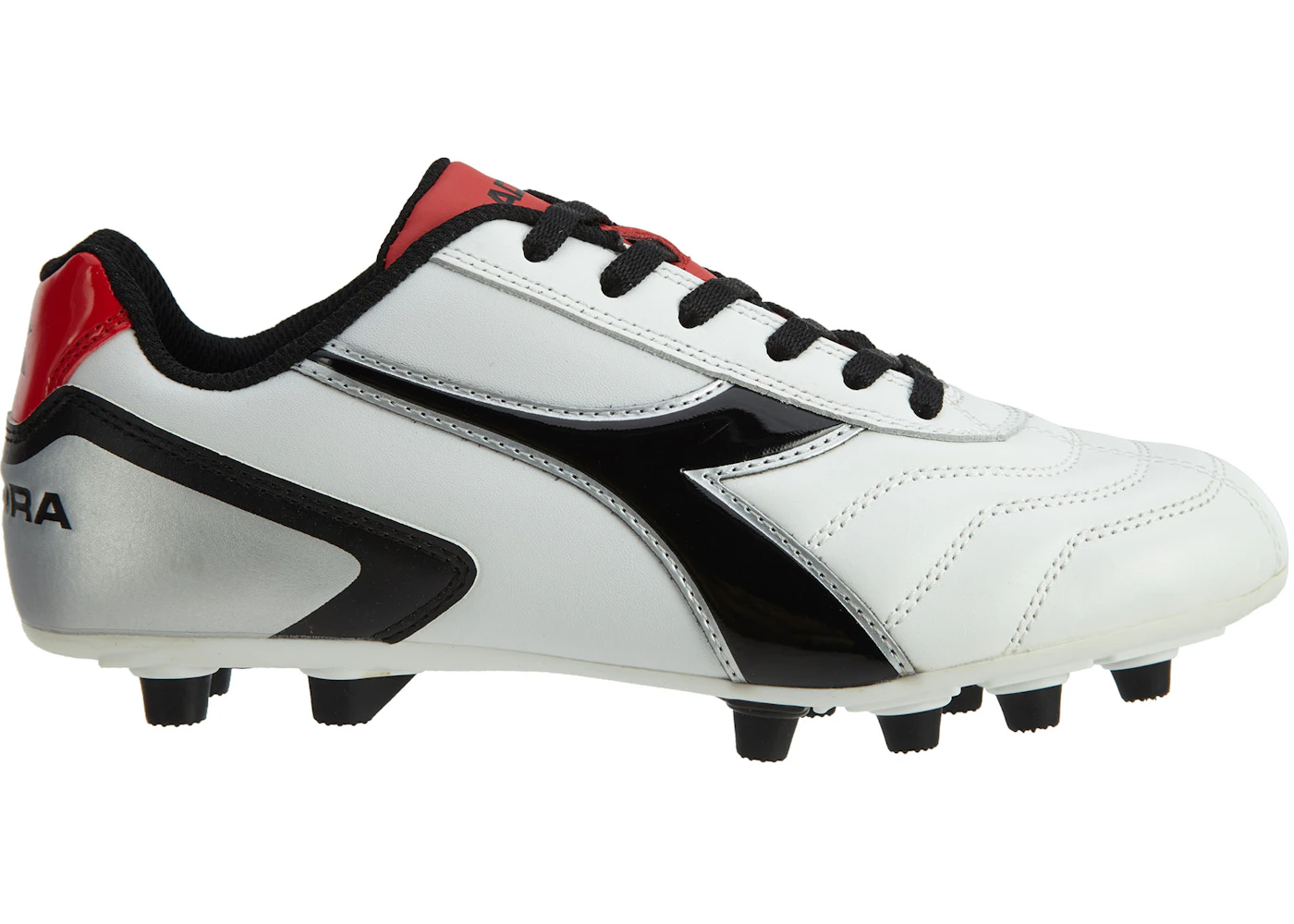 Diadora Capitano Lt Md Soccer Cleat White Black Red Men's - 714014 - US
