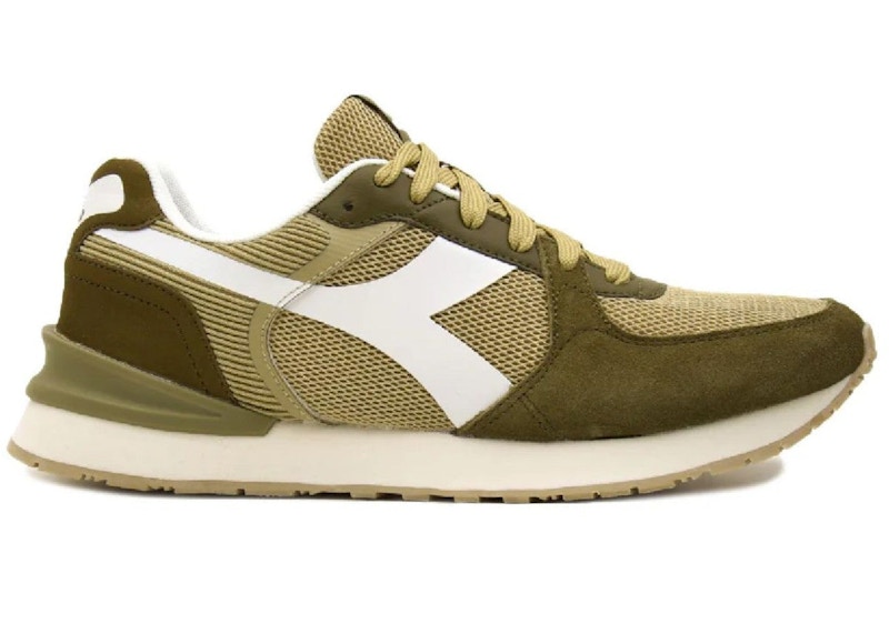 Pre-owned Diadora Men's Fenice Sneakers In Beige/dark Green In Multi