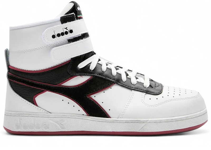 Pre-owned Diadora Men's Magic Basket Mid Icona Leather Sneakers In White/red/granata