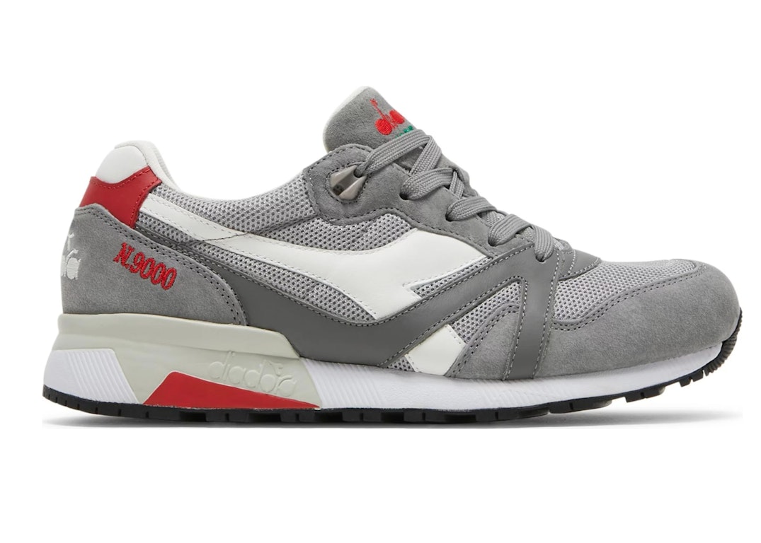 Pre-owned Diadora N9000 Made In Italy Storm Grey Red In Storm Grey/red/white