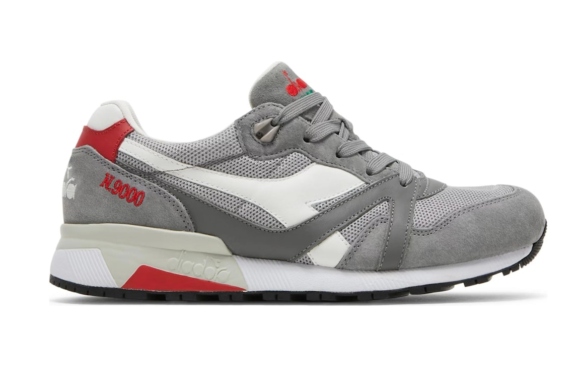 Pre-owned Diadora N9000 Made In Italy Storm Grey Red In Storm Grey/red/white