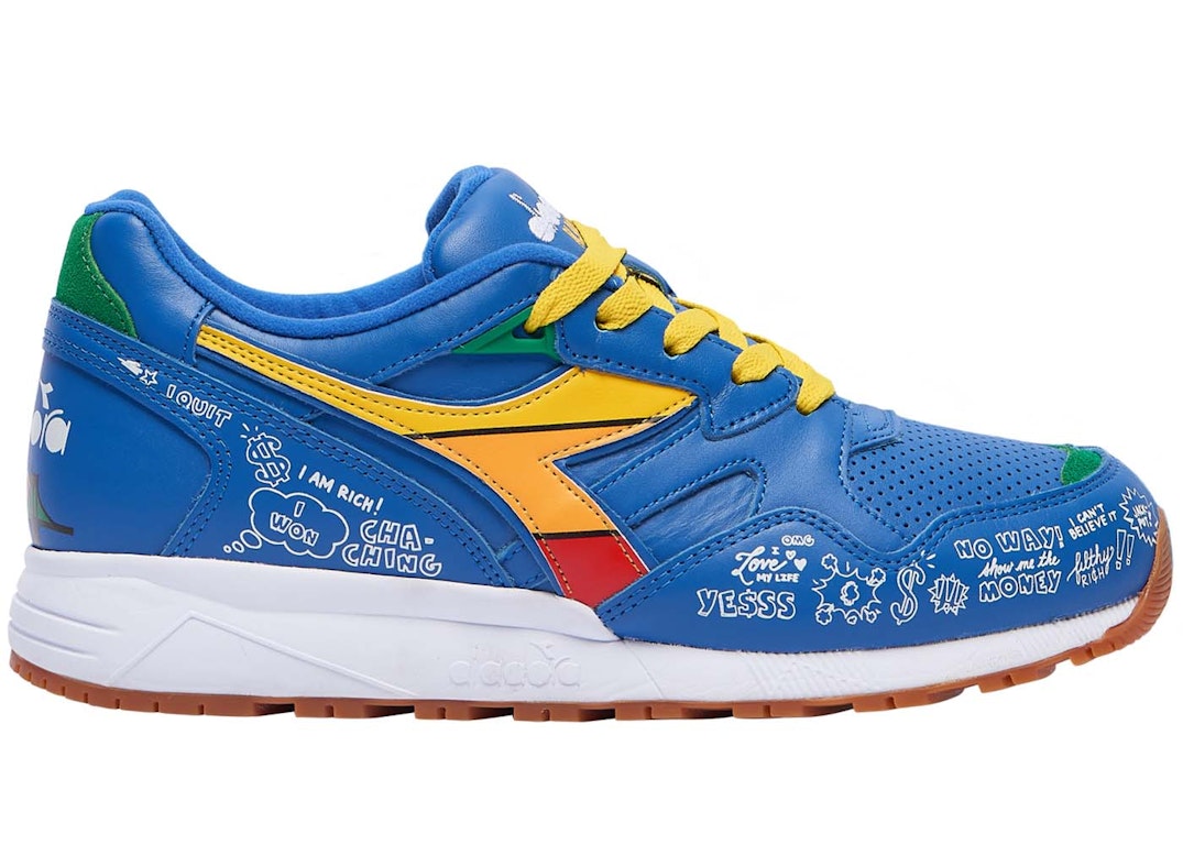 Pre-owned Diadora N9002 Conceited Lotto In Royal Blue/yellow/green