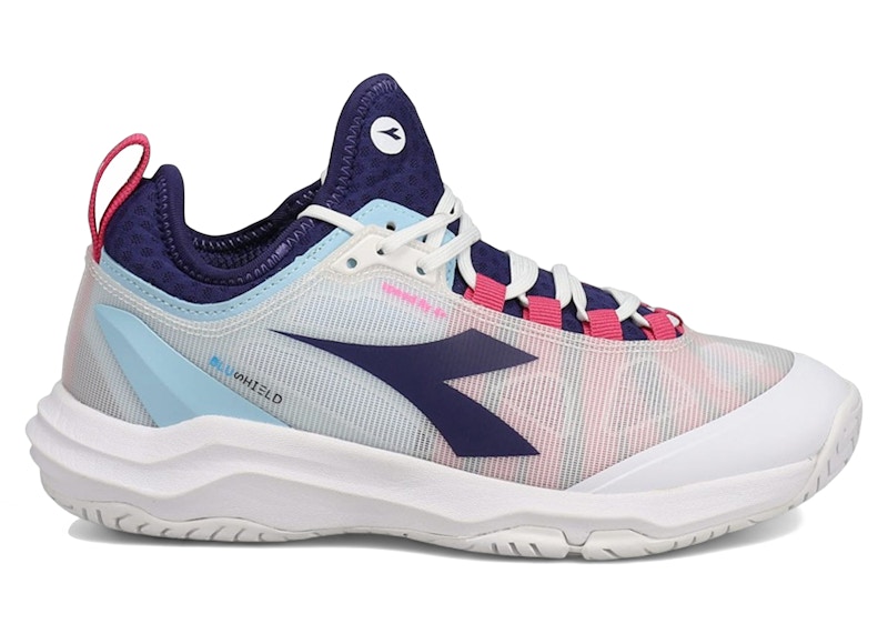 Pre-owned Diadora Speed Blushield Fly 4 + Ag (women's) Sneakers In White/blueprint/pink Yarrow