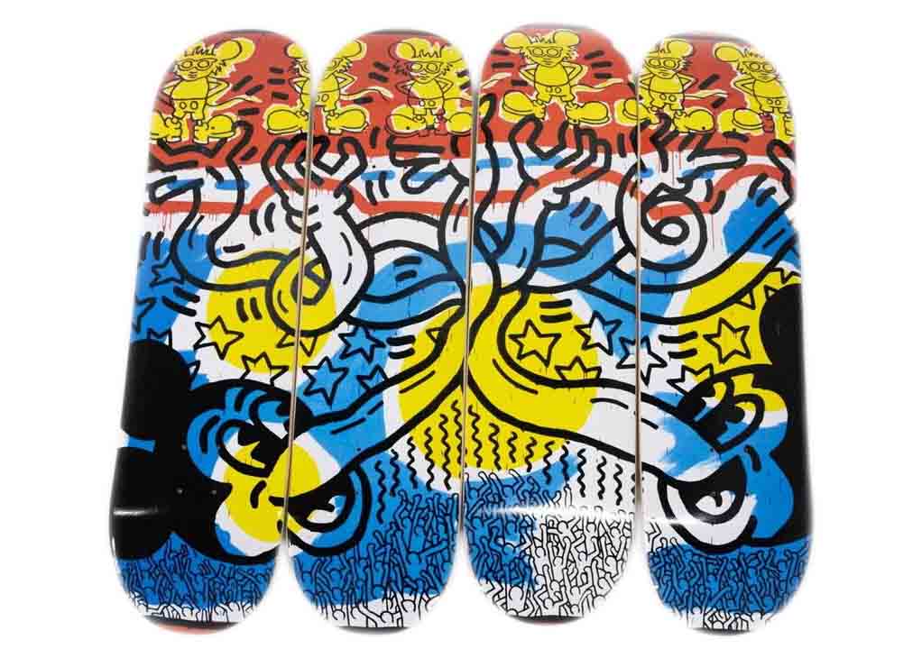 Diamond Supply Co. Disney Mickey Mouse x Keith Haring Hands By Mickey  Skateboard Deck (Set of 4)