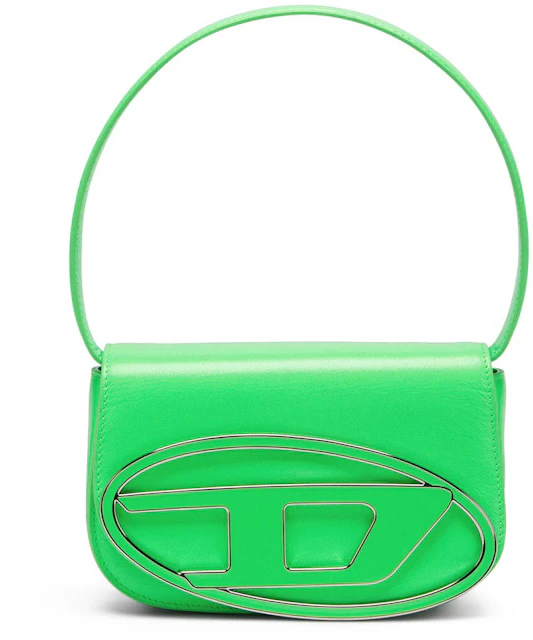 Diesel 1DR Shoulder Bag Green Fluo in Cow Leather with Silver-tone - DE