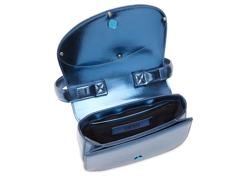 Diesel 1DR Shoulder Bag Mirrored Leather Blue in Mirrored Leather with