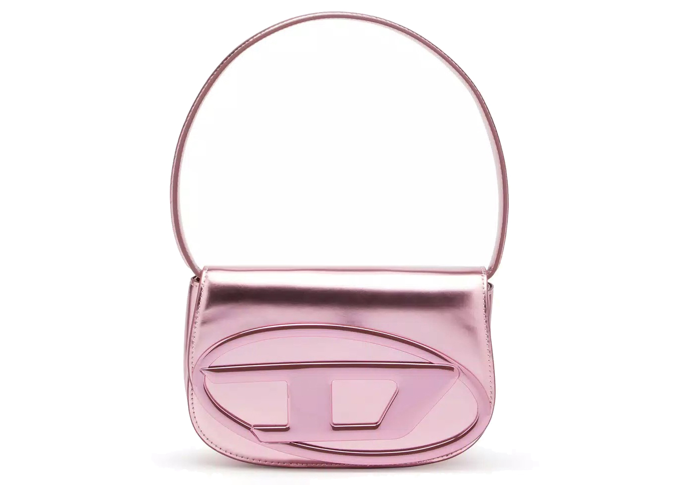 Diesel 1DR Shoulder Bag Mirrored Leather Pink in Mirrored Leather