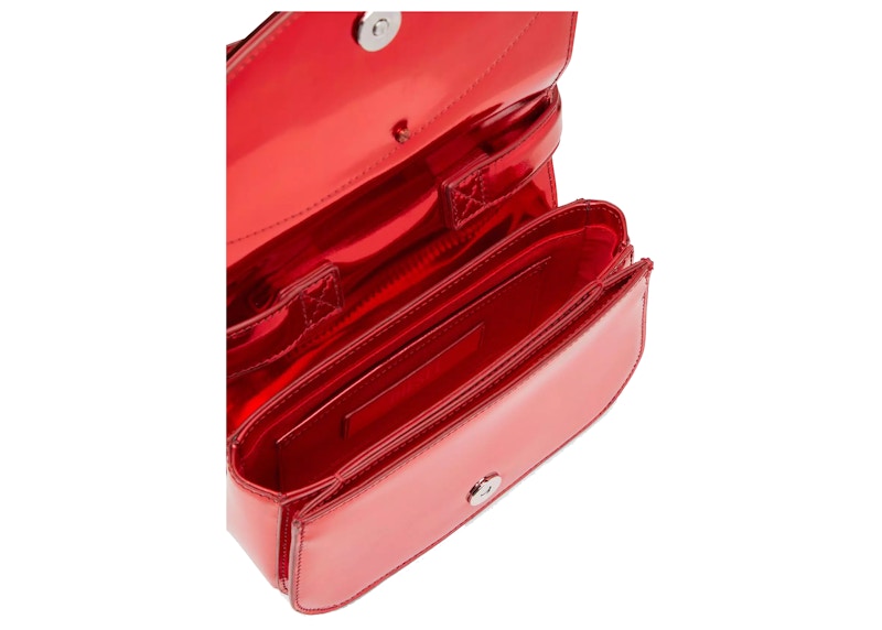 Diesel 1DR Shoulder Bag Mirrored Leather Red in Mirrored Leather with