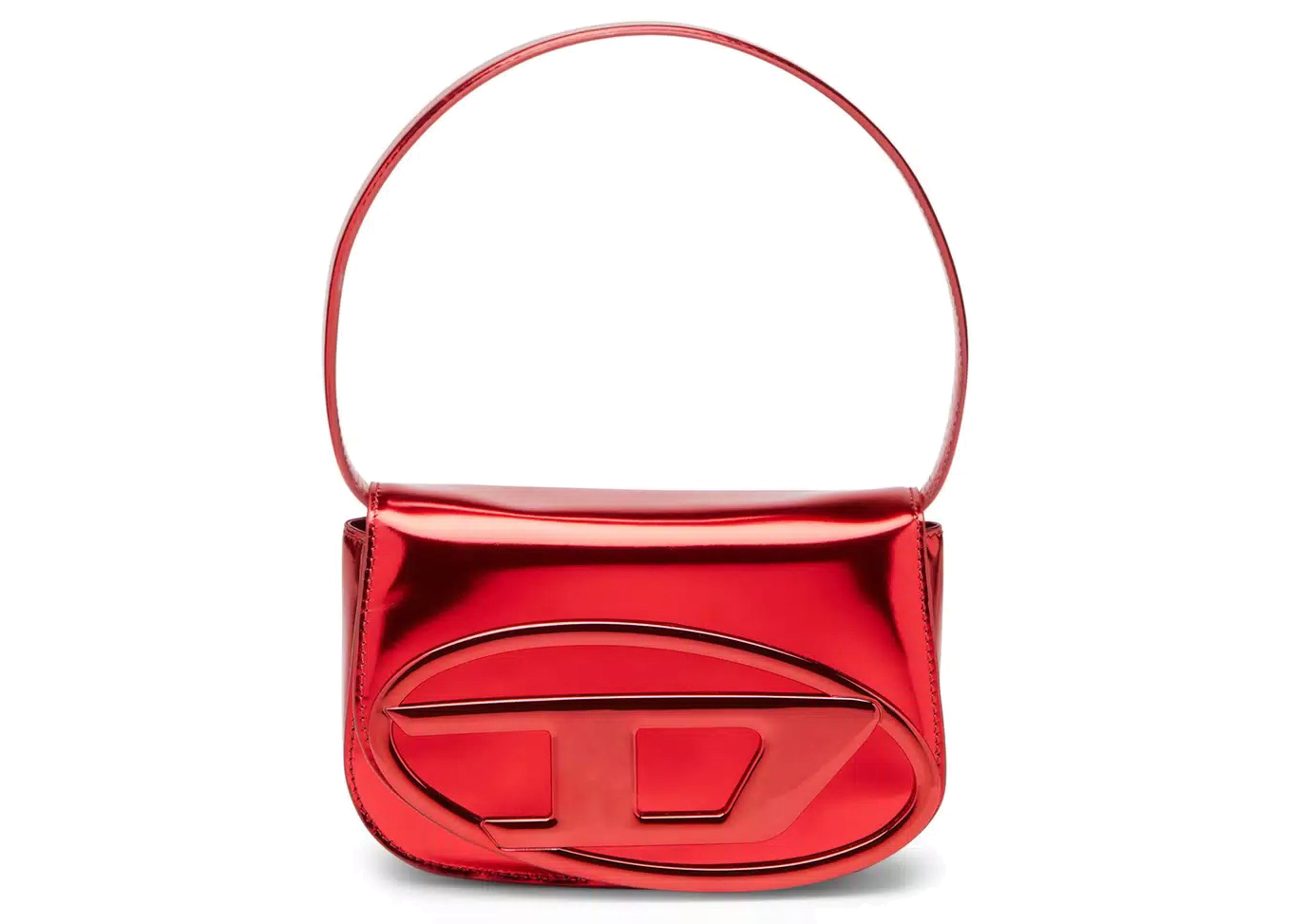 Diesel 1DR Shoulder Bag Mirrored Leather Red