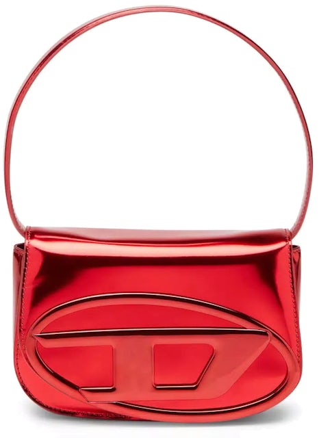 Diesel 1DR Shoulder Bag Mirrored Leather Red in Mirrored Leather