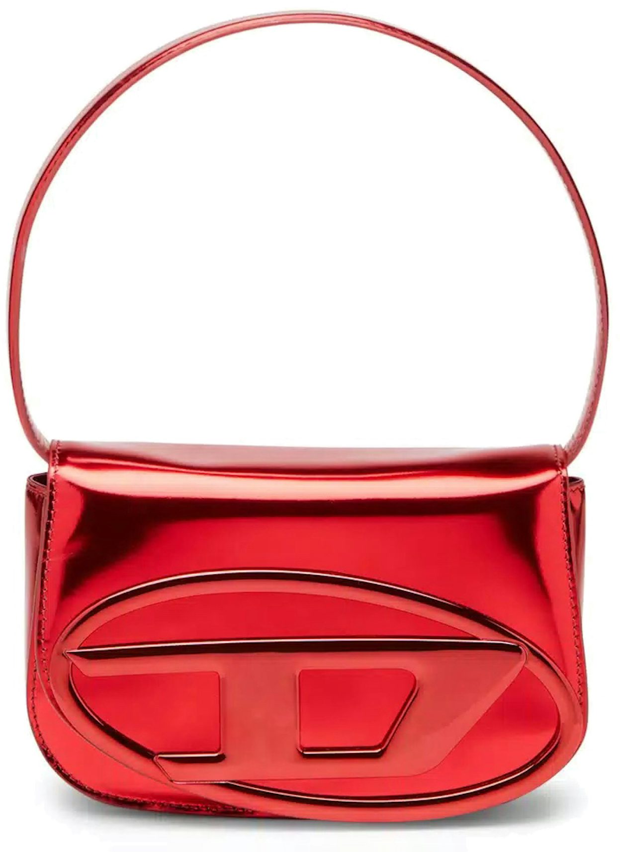 Diesel 1DR Shoulder Bag Mirrored Leather Red in Mirrored Leather with  Silver-tone - US