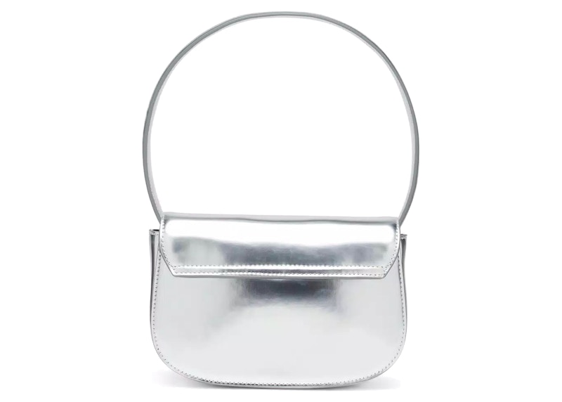 Diesel 1DR Shoulder Bag Mirrored Leather Silver in Mirrored Leather