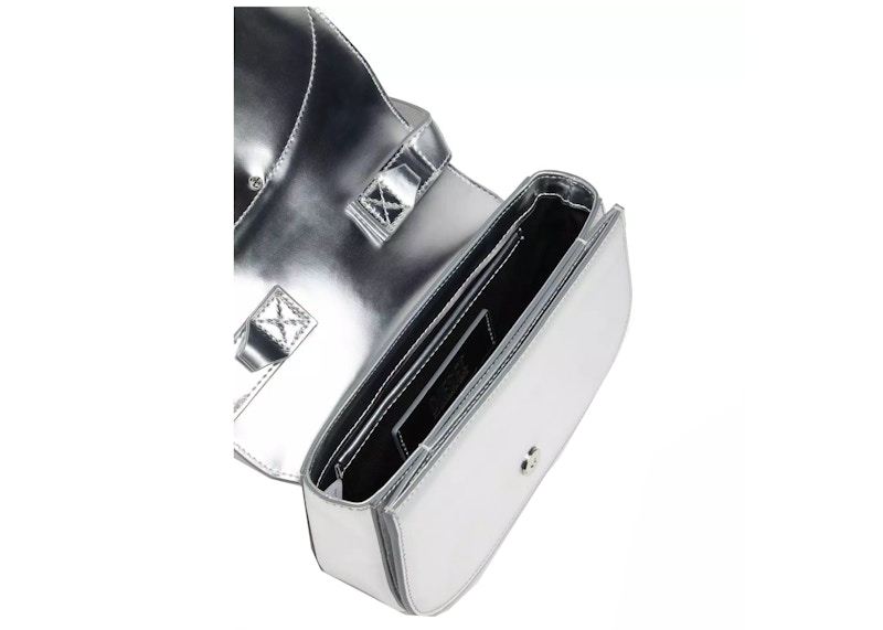 Diesel 1DR Shoulder Bag Mirrored Leather Silver in Mirrored Leather