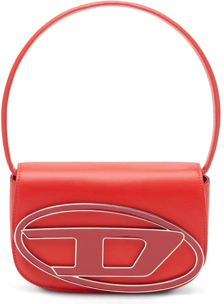 Diesel 1DR Shoulder Bag Nappa Leather Red in Nappa Leather with Silver ...