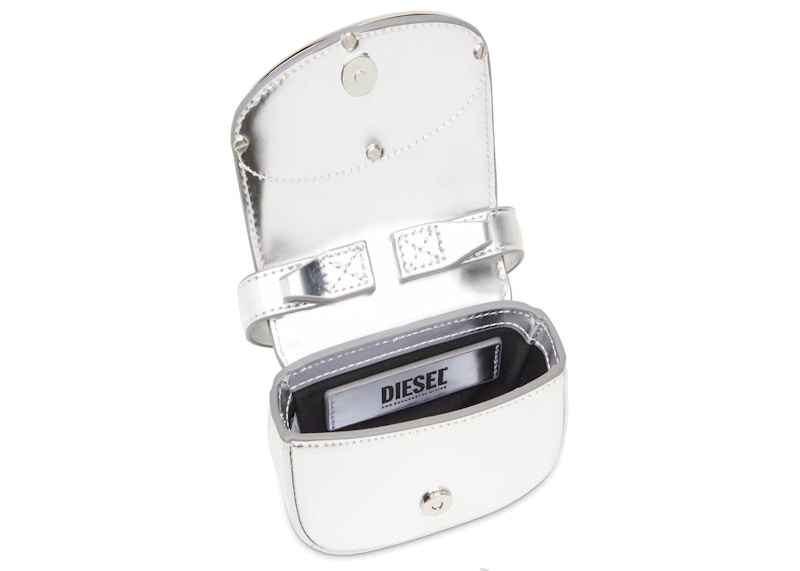 Diesel 1DR XS Mini-Tasche mit D-Plakette Silber in Mirrored 