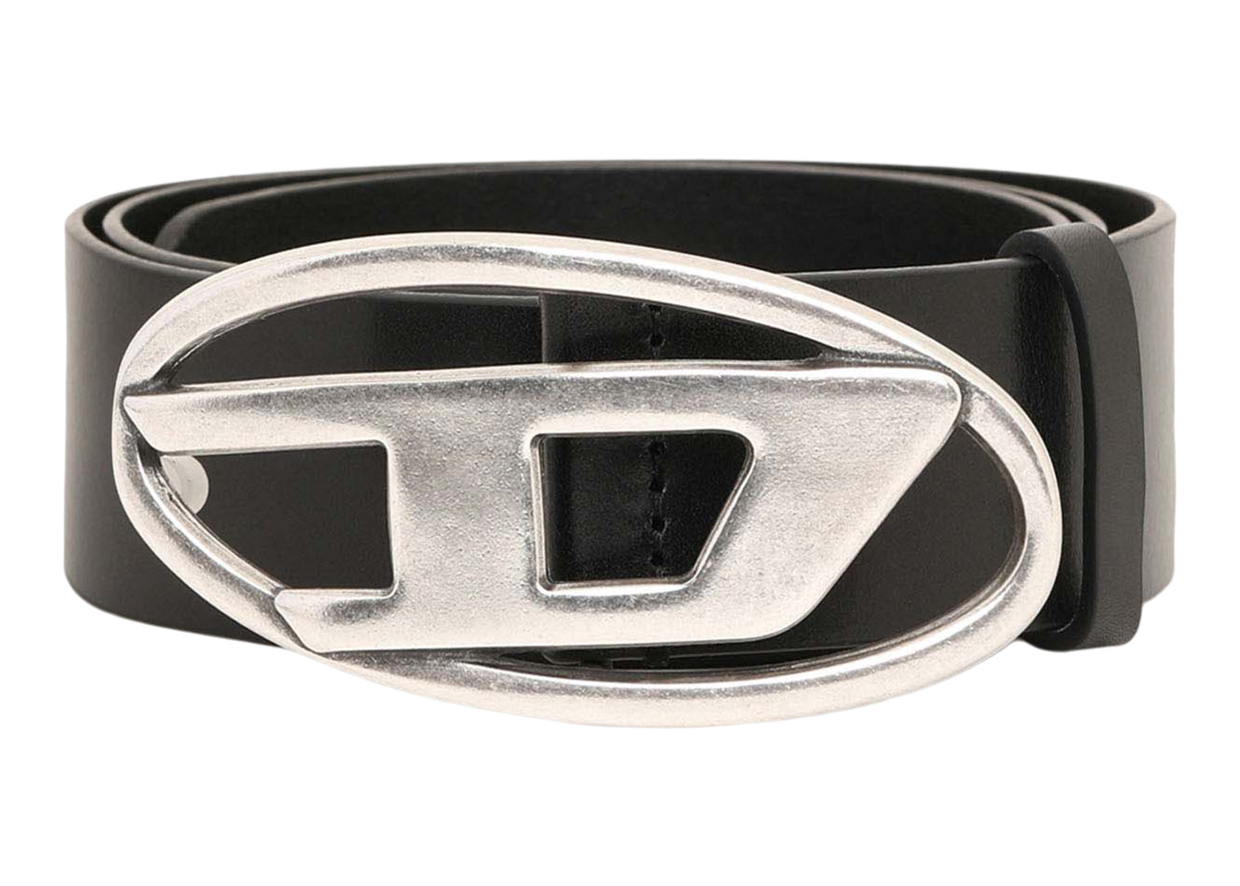 Diesel B-1dr Belt Black in Leather with Silver-tone - JP