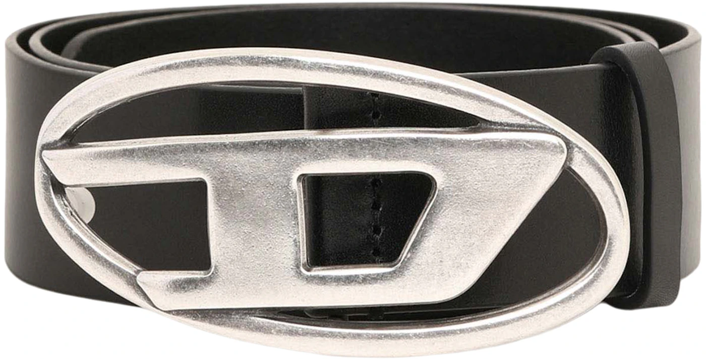 Diesel B-1dr Belt Black in Leather with Silver-tone - US