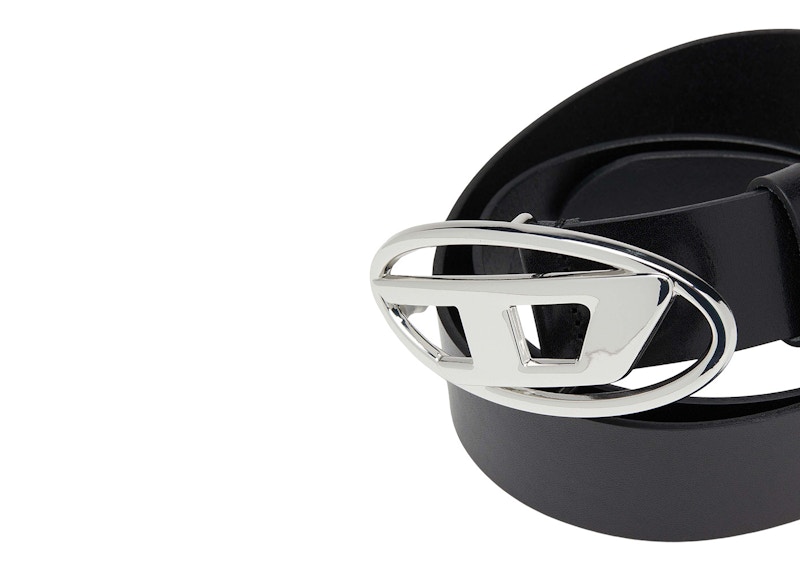 Diesel B-1dr W Belt Black in Leather with Silver-tone - US