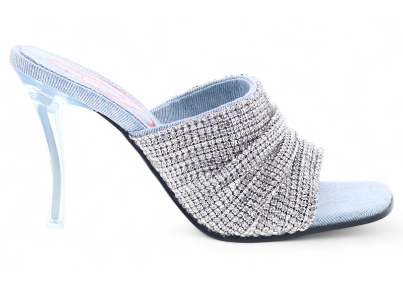 Pre-owned Diesel Dsydney Sdl S Sandal Rhinestone Light Denim (women's) Sneakers In Silver/light Blue In Multi