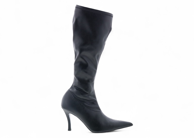 Pre-owned Diesel Dvenus Kbt Knee High Boot Coated Stretch Fabric With Leather Overlay (women's) Sneakers In Black