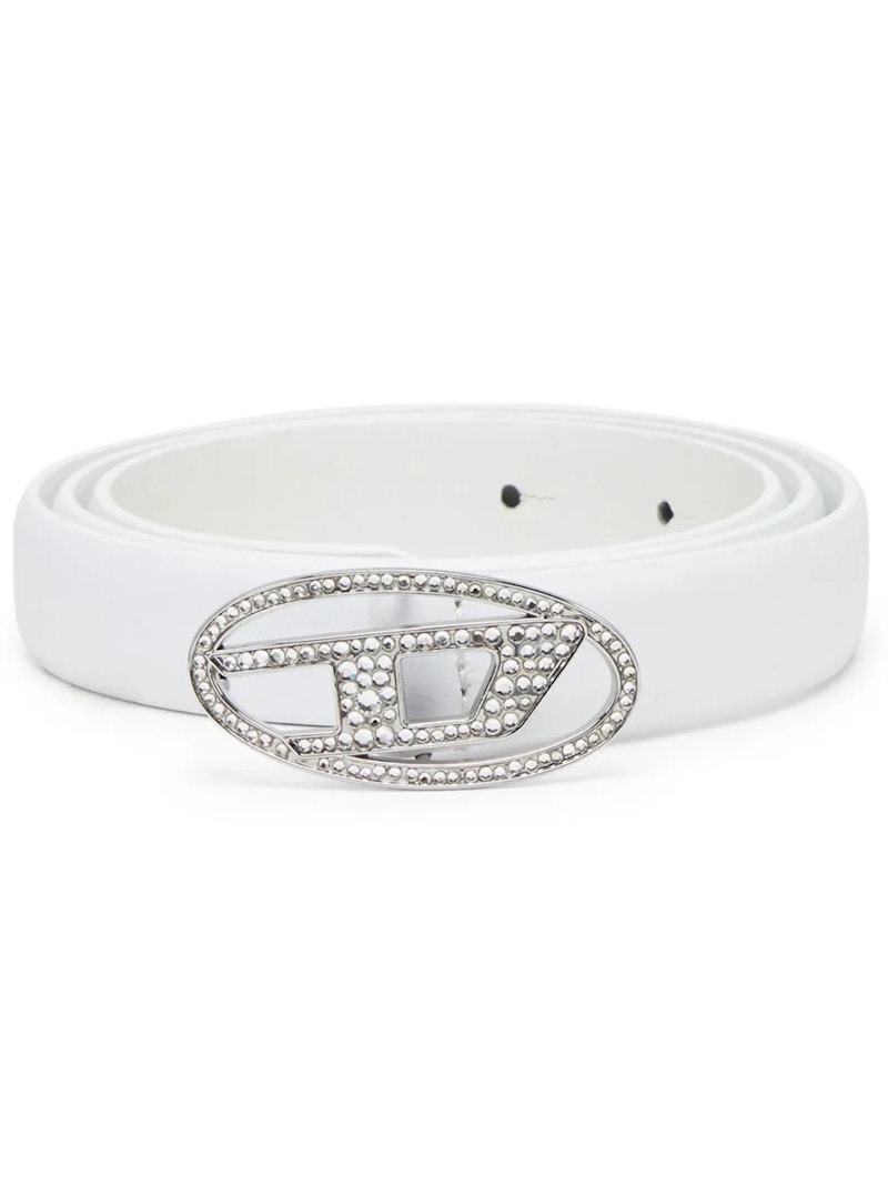 Diesel Oval D Logo B-1DR Strass 20 Belt White Rhinestone