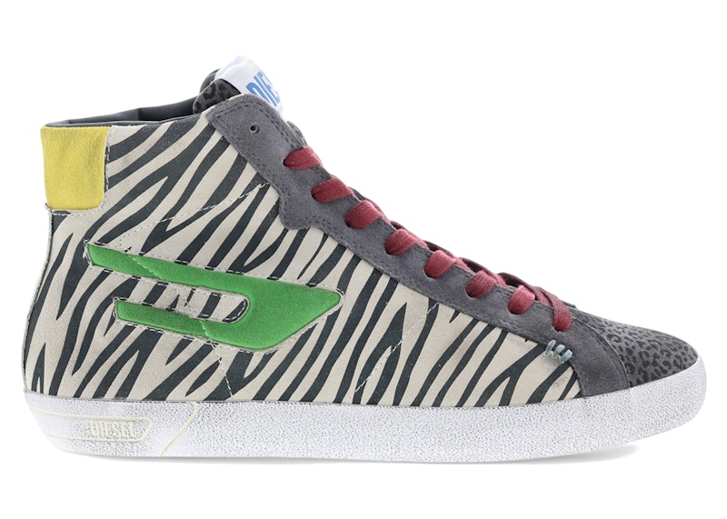 Pre-owned Diesel Men's  Sleroji Mid Sneakers In White/pewter/peppermint