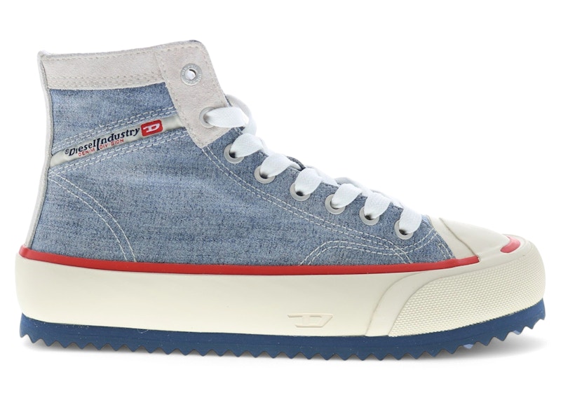 Pre-owned Diesel Sprincipia Mid (women's) Sneakers In Light Blue/red