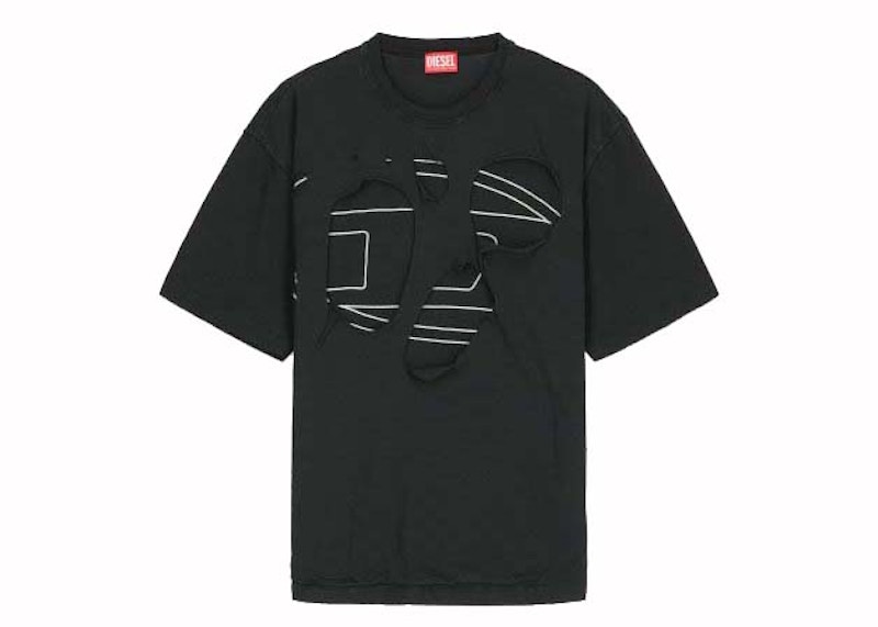 【DIESEL】T-Strapoval T-Shirt with Layered Front Black Diesel T-Strapoval T-shirt with Layered Front Black Men's - US
