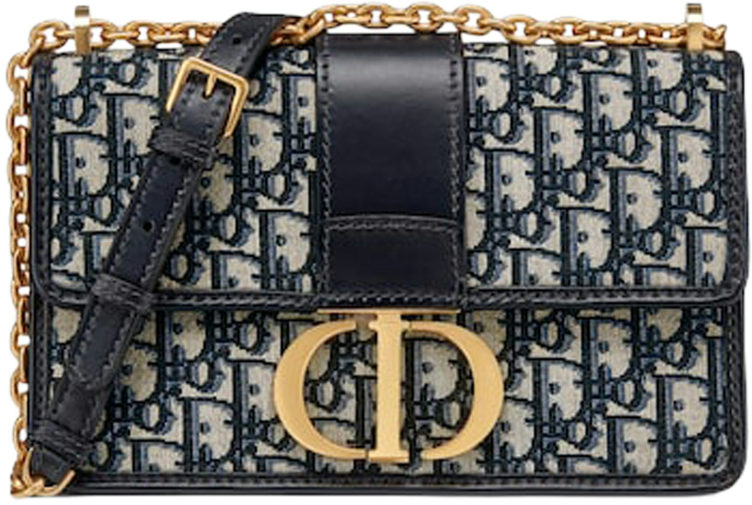 Dior 30 Montaigne Box Bag Oblique Jacquard Blue in Canvas with Gold-tone -  US