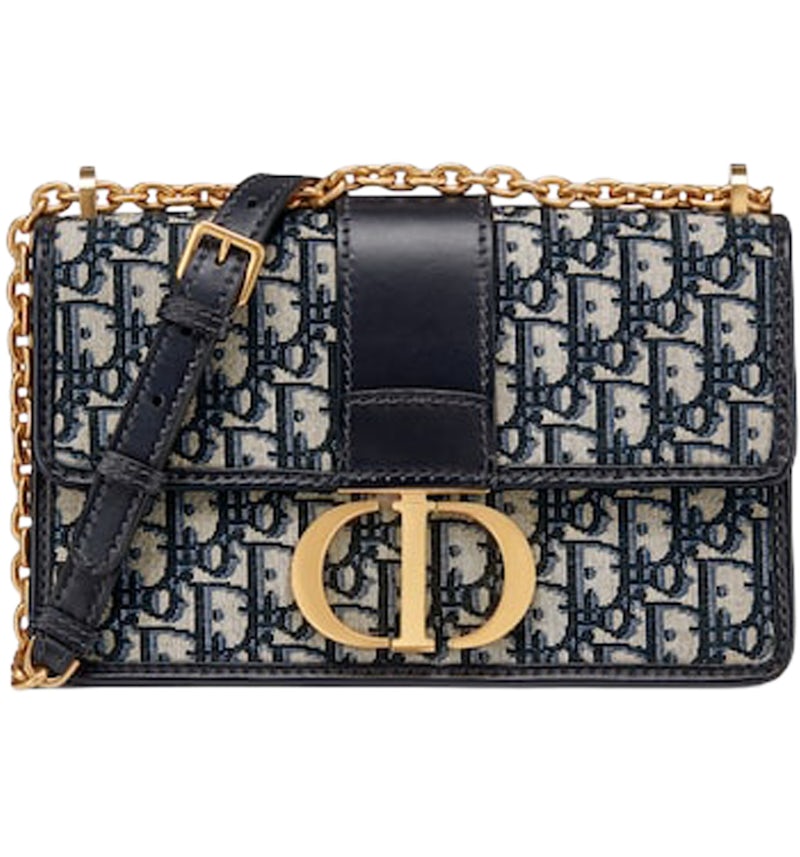 Dior 30 Montaigne Chain Bag Dior Oblique Jacquard Blue in Canvas