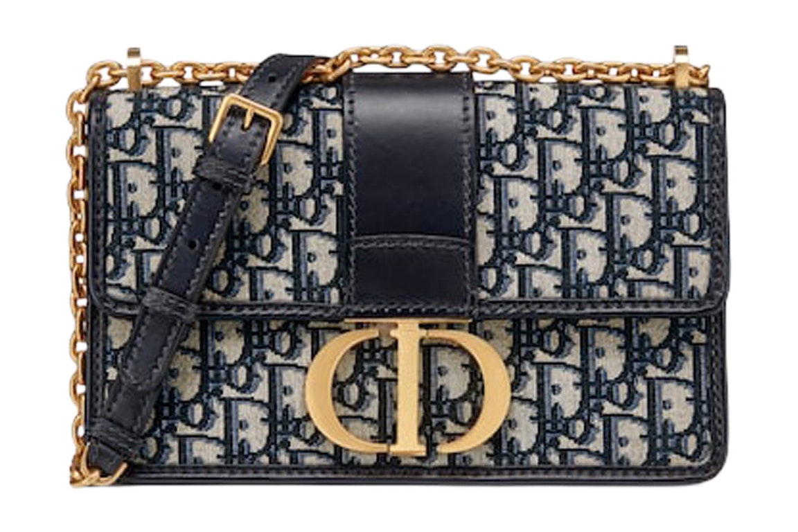 Pre-owned Dior 30 Montaigne Chain Bag  Oblique Jacquard Blue